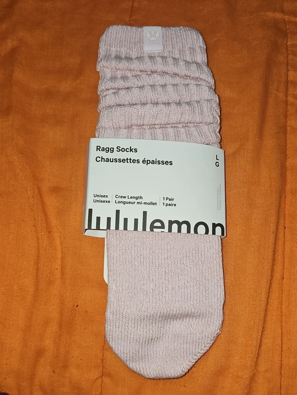 Lululemon Nwts RaggSocks! Womens Sz Large! POZA! Pink Organza!!